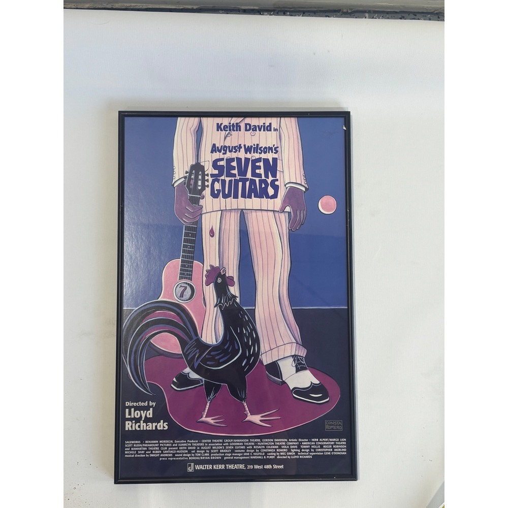 August Wilson Seven Guitars Broadway Theater Poster Keith David Framed 14x22